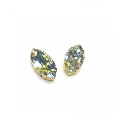 27x13mm crystal AB sp. kristalai aukso sp. rėmeliuose, 2vnt