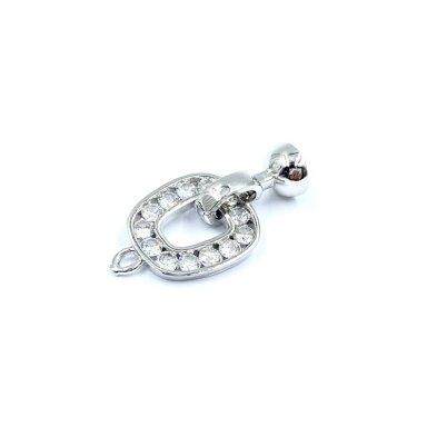 27x13mm platinos sp. nerūdijančio plieno užsegimas su žiedeliu, 1vnt.