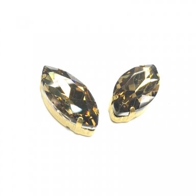 27x13mm dūminės sp. kristalai aukso sp. rėmeliuose, 2vnt