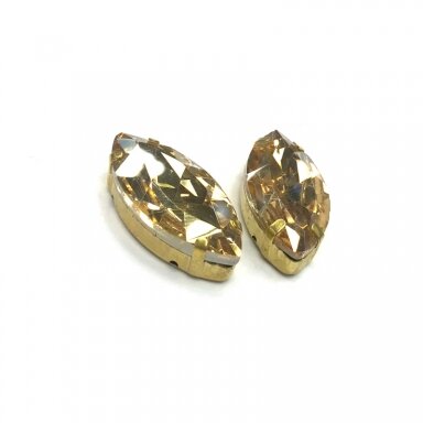 27x13mm šviesios dūminės sp. kristalai aukso sp. rėmeliuose, 2vnt