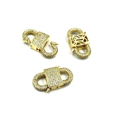 27x15mm aukso sp. nerūdijančio plieno užsegimas su cirkoniais, 1vnt. 27x15mm aukso sp. nerūdijančio plieno užsegimas su cirkoniais, 1vnt.