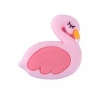 28x29mm rožinės sp. silikoninis karoliukas flamingas, 1vnt.