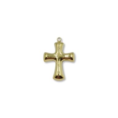 28x20mm 14k aukso sp. nerūdijančio plieno pakabukas kryžius, 1vnt.