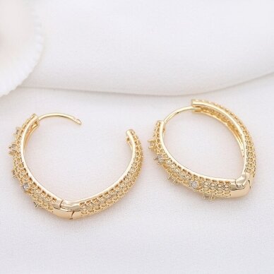 28x6mm 14k aukso sp. nerūdijančio plieno auskarų įvėrimai, 2vnt. 2