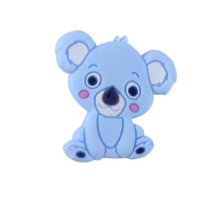 28x26mm žydros sp. silikoninis karoliukas koala, 1vnt.