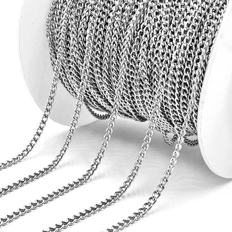 2,8mm platinos sp. nerūdijančio plieno lituota grandinėlė, 1m