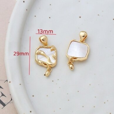 29x13mm 14k aukso sp. nerūdijančio plieno pakabukas su kriaukle, 1vnt. 29x13mm 14k aukso sp. nerūdijančio plieno pakabukas su kriaukle, 1vnt.