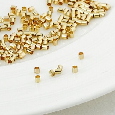 2mm 14k aukso sp. nerūdijančio plieno užbaigimo detalė spaustukas, 20vnt. 2mm 14k aukso sp. nerūdijančio plieno užbaigimo detalė spaustukas, 20vnt.