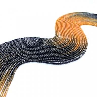 2mm juodos ir oranžinės sp. stiklo kristalai, 40cm juosta