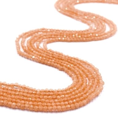 2mm oranžinės sp. facetuota katės akis, ŠVIEČIA TAMSOJE 40cm juosta 2mm oranžinės sp. facetuota katės akis, ŠVIEČIA TAMSOJE 40cm juosta