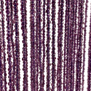 2mm violetinės sp. rondelle formos stiklo kristalai, 40cm juosta