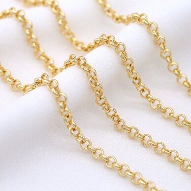 2mm 14k aukso sp. nerūdijančio plieno lituota grandinėlė, 1m 2mm 14k aukso sp. nerūdijančio plieno lituota grandinėlė, 1m