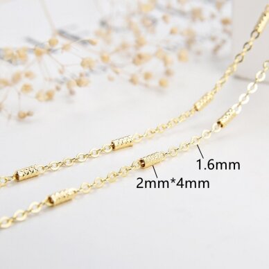 2mm 14k aukso sp. nerūdijančio plieno lituota grandinėlė, 1m 1 2mm 14k aukso sp. nerūdijančio plieno lituota grandinėlė, 1m 1