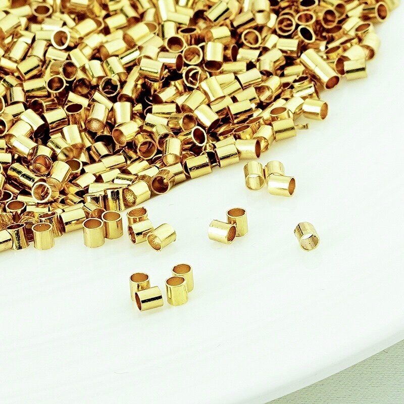 2mm 18k aukso sp. nerūdijančio plieno užbaigimo detalė spaustukas, 20vnt.