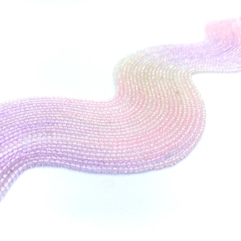 2mm alyvinės rožinės ir gelsvos sp. stiklo kristalai, 40cm juosta