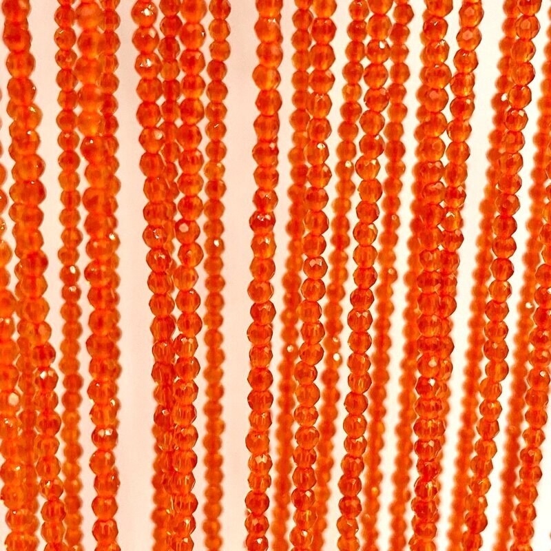 2mm oranžinės sp. stiklo kristalai, 40cm juosta