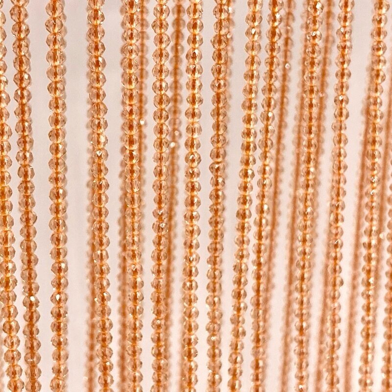 2mm oranžinės sp. stiklo kristalai, 40cm juosta