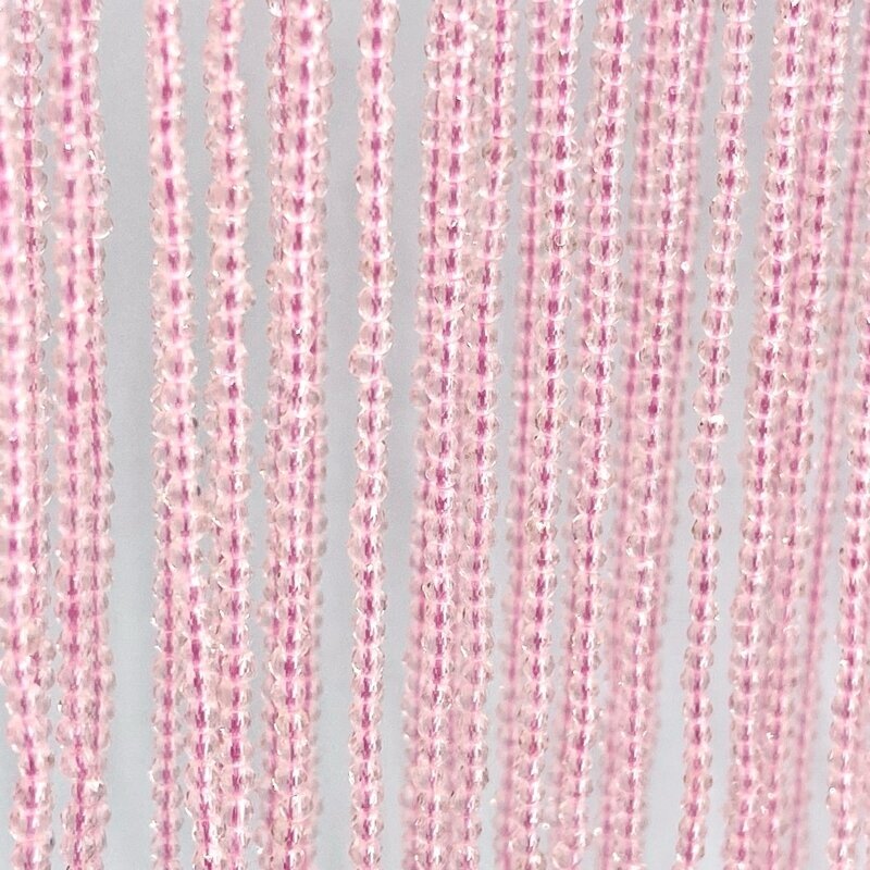 2mm rožinės sp. stiklo kristalai, 40cm juosta