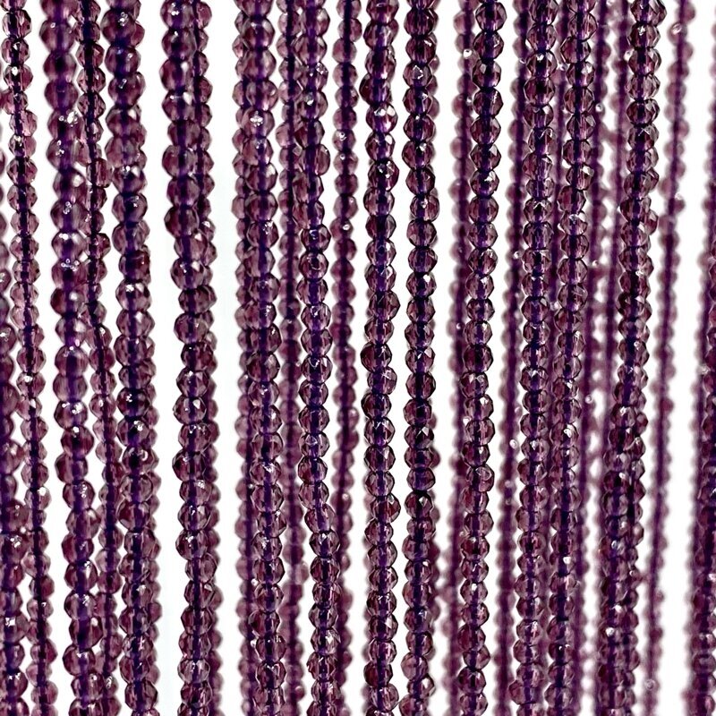 2mm violetinės sp. rondelle formos stiklo kristalai, 40cm juosta