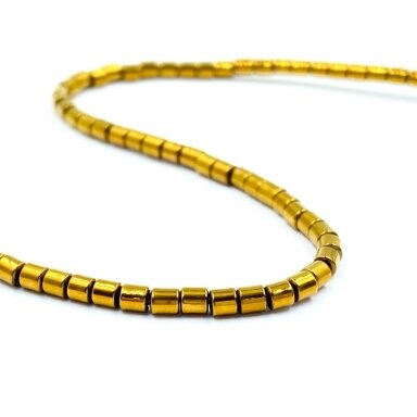 2x2mm 18k aukso sp. ritinio formos hematitas, 40cm juosta 2x2mm 18k aukso sp. ritinio formos hematitas, 40cm juosta