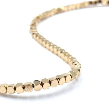 2x2mm rose gold sp. facetuoto kubo formos hematitas, 40cm juosta