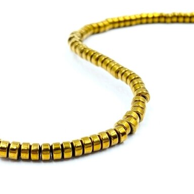 2x3mm 18k aukso sp. disko formos hematitas, 40cm juosta 2x3mm 18k aukso sp. disko formos hematitas, 40cm juosta