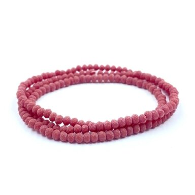 2x3mm matiniai bordo sp. rondelle formos stiklo kristalai, 40cm juosta 2x3mm matiniai bordo sp. rondelle formos stiklo kristalai, 40cm juosta