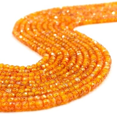 2x3mm oranžinės sp. cirkonio karoliukai, 40cm juosta 2x3mm oranžinės sp. cirkonio karoliukai, 40cm juosta