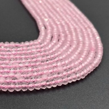 2x3mm rondelle formos rožinis kvarcas, 40cm juosta
