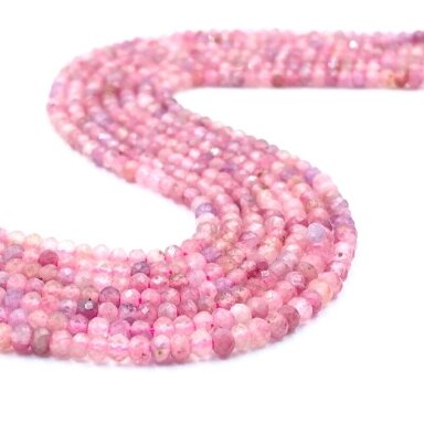 2x3mm rožinis turmalinas,  40cm juosta