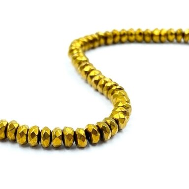 2x4mm 18k aukso sp. disko formos hematitas, 40cm juosta 2x4mm 18k aukso sp. disko formos hematitas, 40cm juosta