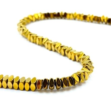 2x4mm 18k aukso sp. kvadrato plokštelės formos hematitas, 40cm juosta 2x4mm 18k aukso sp. kvadrato plokštelės formos hematitas, 40cm juosta