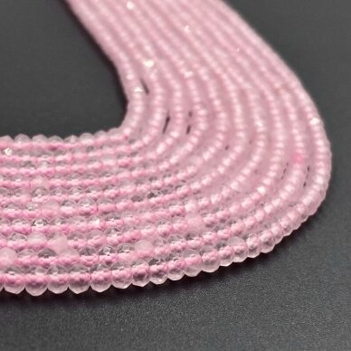 2x3mm rondelle formos rožinis kvarcas, 40cm juosta 2x3mm rondelle formos rožinis kvarcas, 40cm juosta