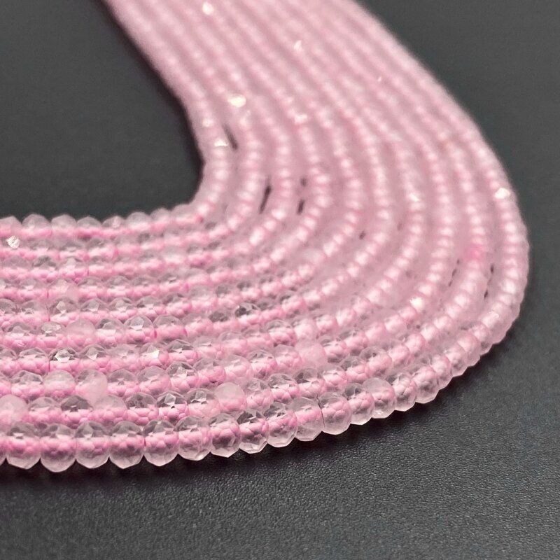 2x3mm rondelle formos rožinis kvarcas, 40cm juosta 2x3mm rondelle formos rožinis kvarcas, 40cm juosta