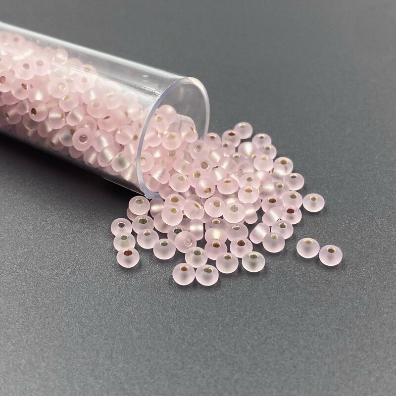 2x3mm rožinės sp. biserio karoliukai, ±13g