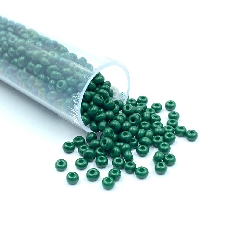 2x3mm tamsiai žalios sp. biserio karoliukai, ±14g
