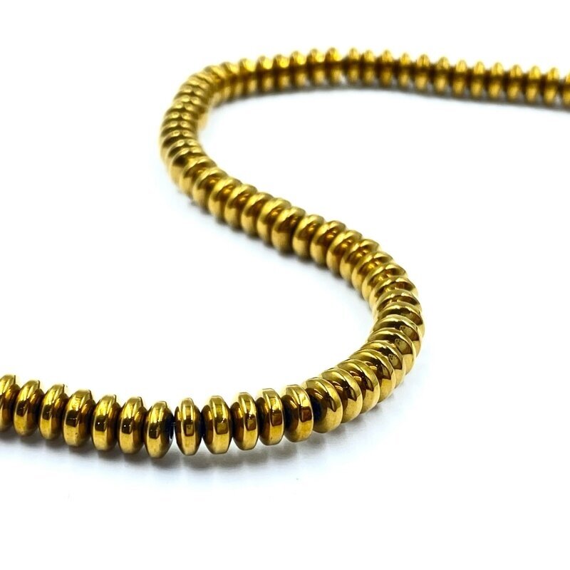 2x4mm 18k aukso sp. disko formos hematitas, 40cm juosta 2x4mm 18k aukso sp. disko formos hematitas, 40cm juosta
