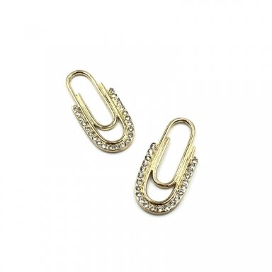 30x14mm 16k aukso spalvos nerūdijančio plieno pakabukas su cirkoniais, 1vnt.
