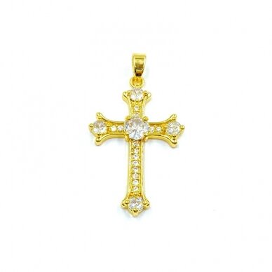 30x19mm 18k aukso sp. nerūdijančio plieno pakabukas kryžius, 1vnt. 30x19mm 18k aukso sp. nerūdijančio plieno pakabukas kryžius, 1vnt.
