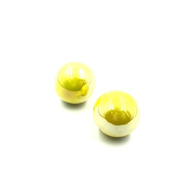 33mm geltonos sp. su AB danga keramikiniai karoliukai, 2vnt.