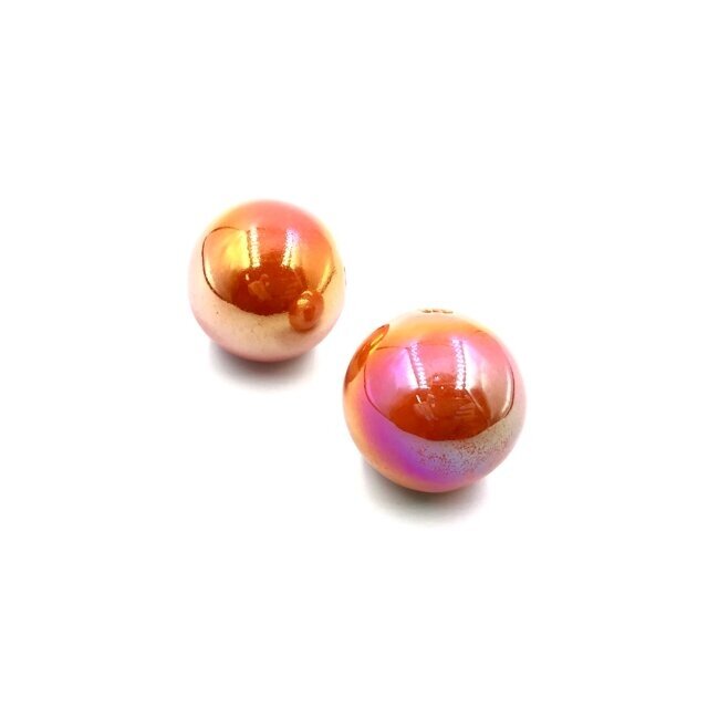30mm oranžinės sp. su AB danga keramikiniai karoliukai, 2vnt. 30mm oranžinės sp. su AB danga keramikiniai karoliukai, 2vnt.