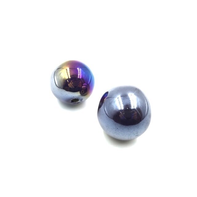 30mm violetinės sp. su AB danga keramikiniai karoliukai, 2vnt.