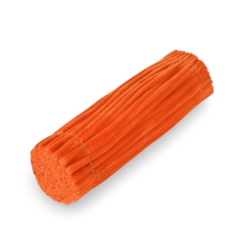 30cm oranžinės sp. pūkuota šenilo vielutė, 100vnt.