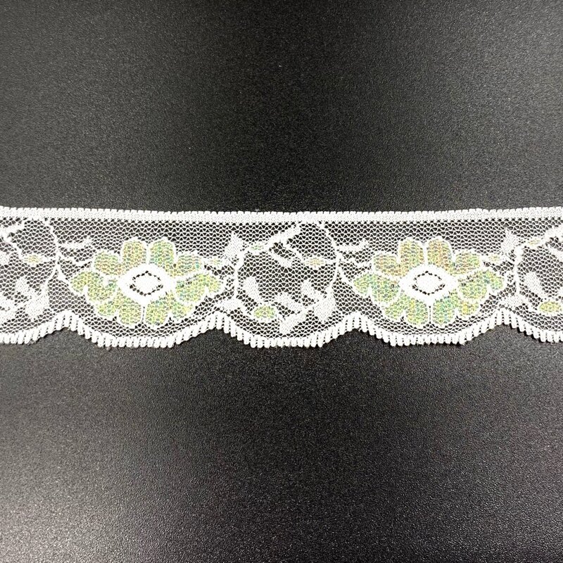 30mm baltos sp. elastinis nėrinys, 1m