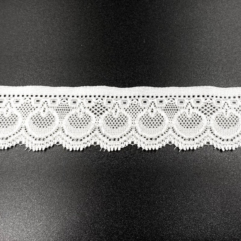 30mm baltos sp. elastinis nėrinys, 1m