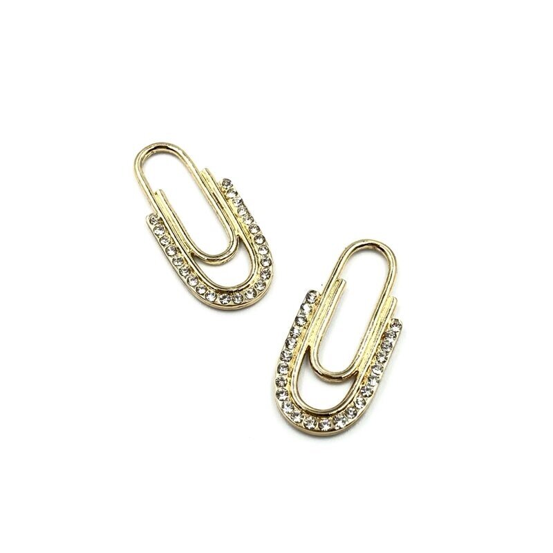 30x14mm 16k aukso spalvos nerūdijančio plieno pakabukas su cirkoniais, 1vnt.