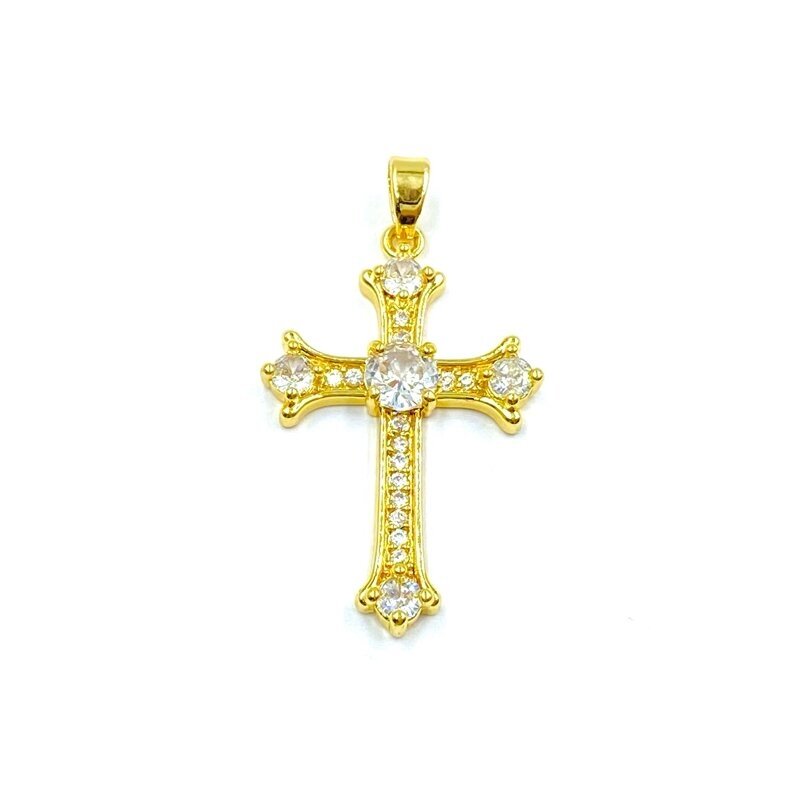 30x19mm 18k aukso sp. nerūdijančio plieno pakabukas kryžius, 1vnt. 30x19mm 18k aukso sp. nerūdijančio plieno pakabukas kryžius, 1vnt.