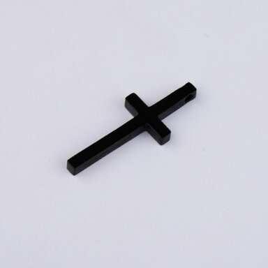 31x12mm juodos sp. nerūdijančio plieno pakabukas kryžius, 1vnt.