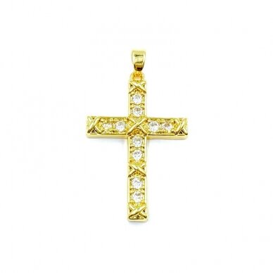 31x20mm 18k aukso sp. nerūdijančio plieno pakabukas kryžius, 1vnt. 31x20mm 18k aukso sp. nerūdijančio plieno pakabukas kryžius, 1vnt.