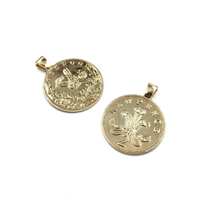 31x25mm 16k aukso spalvos nerūdijančio plieno pakabukas, 1vnt.